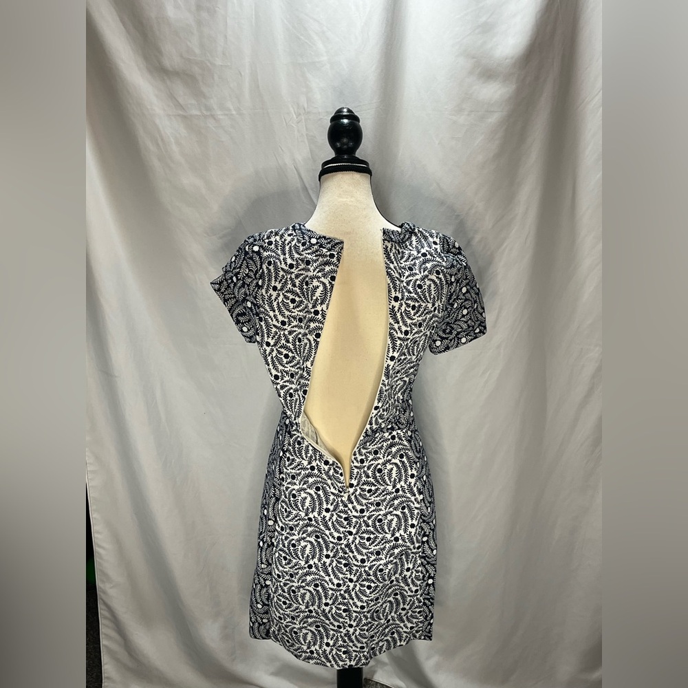 Boden Leaf Print Cap Sleeve Full Zip Fitted Bodice  Mini Dress - Picture 6 of 10